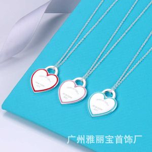 Designer Brand Tiffays Simple Love Email Blue Red Pink Peach Heart Necklace vrouwelijke ins hart hanger sleutelbeen ketting met logo