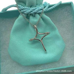 Designer Brand Tiffays Star Hollowed Cross S925 Sterling Silver High Version ketting modieuze en minimalistische sleutelbeenketting