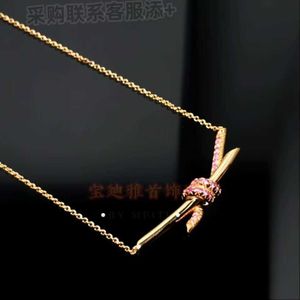 Designer merk Tiffayss dezelfde roze diamant twisted ketting nieuwe touw knoopring elke familie honderd stijlen compleet