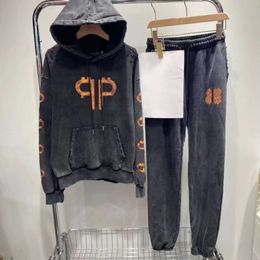 Survêtement de marque de créateur en coton, costume de sport Bb jacquard à capuche, pantalon décontracté, ensemble deux pièces, sweat-shirt à capuche ample, pantalon de jogging