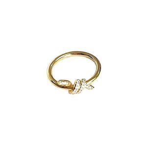 Designer Brand v Gold High Edition Knot Ring met diamant kale body verweven vergulde 18k voedselster dezelfde stijl met logo