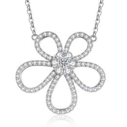 Marca de diseñador Van Big Flower Collar Plateado Costeo de girasol de diamantes de oro de 18 k