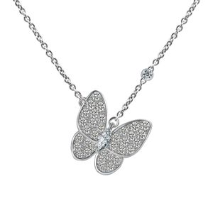 Designer merk van vlinder Volledige diamanten ketting voor vrouwen 18k roségouden verguld met kraagketen hanglive uitzending met logo