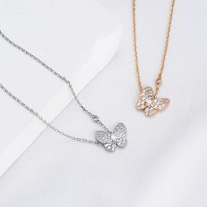 Designer merk van vlinder Volledige diamanten ketting dames mode veelzijdige editie met inbedden hoogwaardige liefdeskraagketen