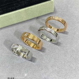 Brand de créateur Van Diamond Inclue Letter Couple Ring Gol