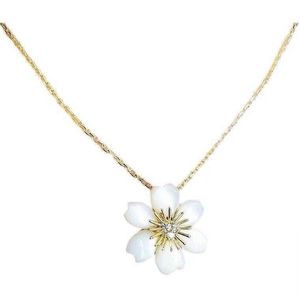 Designer merk van bloemen ketting 925 Sterling verzilverde 18k gouden witte schaal zonnebloem Zes bloembladen hangende kraagketen met logo