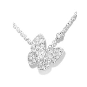 Brand de créateur Van Full Diamond Butterfly Collier Fomen Pure Silver Plated 18K Rose Gold Color White Beimu Pendant avec chaîne de cols avec logo