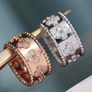 Designer Brand Van Precision Edition Kaleidoscope Ring Femelle Feme Feutte petite fleur Fleur Full Diamond Food Couple de la Saint-Valentin Cadeau