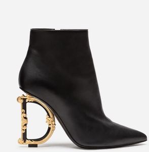 Designer marque hiver Keira bottines femmes talons Pop noir en cuir véritable dame chaussons talons baroques Martin Knight Booty EU35-43