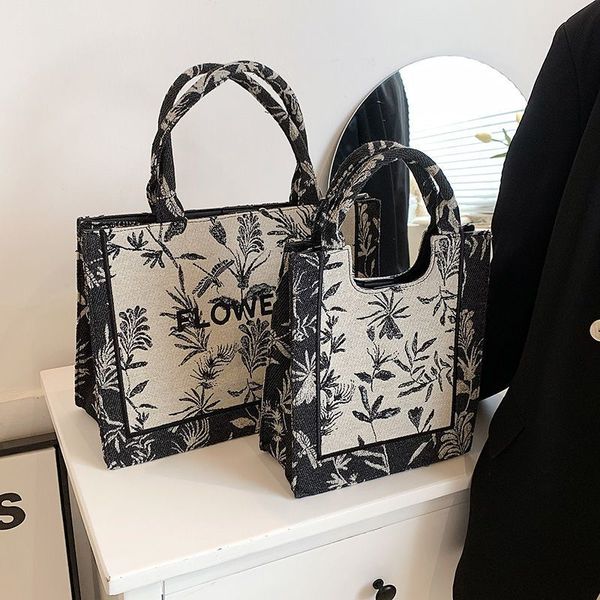 Sac à main de marque de styliste pour femmes, grand sac à bandoulière en toile, fourre-tout avec impression de lettres Vintage, nouvelle mode, 2023