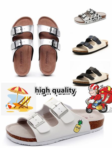 Sandalias deportivas de marca de diseñador para hombre y mujer, zapatillas de cuero de madera para exteriores, zapatos informales de playa, color negro, blanco y marrón, superventas
