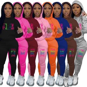 2024 Designer Merk dames trainingspakken joggingpak ROZE bedrukte 2-delige sets hoodies broek lange mouwen trainingspakken trui outfits 5XL plus size casual kleding 8910-8