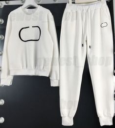 Designer merk damespakken set trainingspak kleding sport sweatshirt hoodies katoen klassieke letter geometrie zwart witte joggingbroek jogger