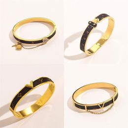 Designer marca 18k pulseira de pulseira de ouro homens homens gordura letra jóia jóias de jóias de couro faux 18k aço inoxidável B175p B175p