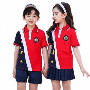 Designer Britse zomer poloshirt rok shorts studentenkleding voor sportbijeenkomst kleuterschool jongen meisje basisschooluniformen m5Gh #