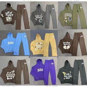 Ontwerper gebroken planeten Schuim letter print hoodie losse Heren Y2k hoody 3D Schuim Graffiti Letter Trui Hip Hop Harajuku Sweatshirts Trui Dames Lange Mouw pakken