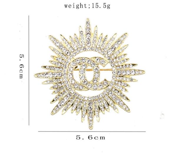Diseñador Broche Marca Letras Broches de diamantes Pin Geométrico Mujeres de lujo Círculo Cristal Rhinestone Perlas para el famoso banquete de boda Accesorios de joyería