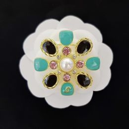 Designer broches Letter Rhinestone Pearl Flower Broche Rapel Pins For Women Sieraden Accessoires 20 Style