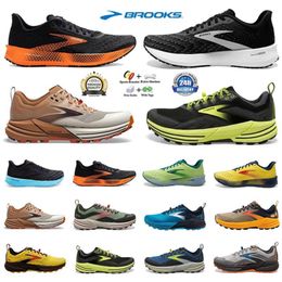 Designer Brooks Cascadia 16 Chaussures de course pour hommes Hyperion Tempo triple noir blanc gris jaune orange baskets extérieur hommes de sports décontractés jogging jogging