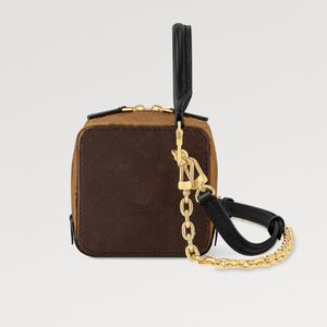 Designer bruine lederen mini dobbelhoop tas