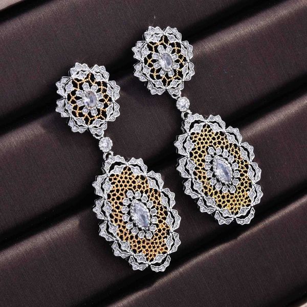 Designer Buccellati Boucles d'oreilles de luxe Top style palais italien industrie lourde dentelle à travers fleur boucles d'oreilles galvanoplastie bicolore accessoires féminins bijoux 5A