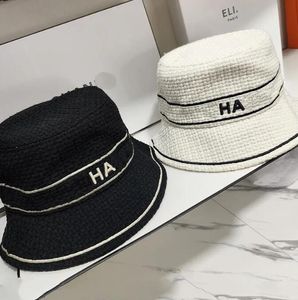Diseñador cubo negro para hombre blanco sombreros tejidos para mujer moda otoño fedora equipado sombrero para el sol