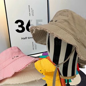 Designer emmer voor dames heren mode canvas denim strand bob brim hoeden zomer zon hoed met verstelbare kinband hoed