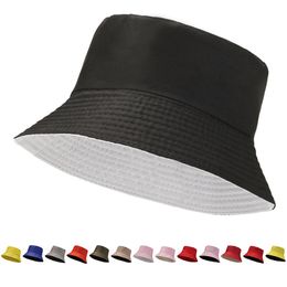 Diseñador Sombrero de cubo Gorra de algodón Sombreros de pesca Doble uso Pescador Visera para el sol Bebé Verano Plegable Playa Cappelli Color sólido