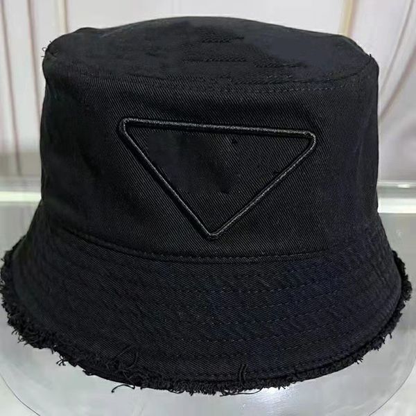 Diseñador deshilachado cubo sombreros gorras para hombres para mujer borlas bordado algodón capos moda lujo protección solar verano playa vacaciones escapada sombreros negro