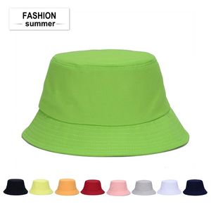 Concepteur chapeau seau couleur solide coton coton pliable plieur pour adultes menstes féminines d'été packable plage de plage soleil accessoires de sport extérieur