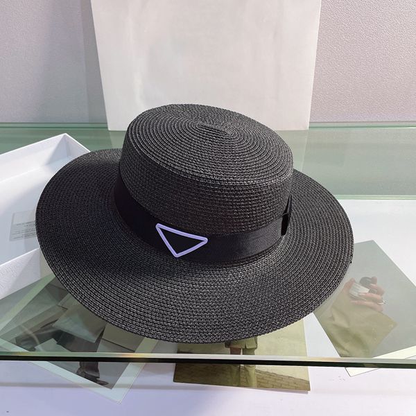 Sombreros de cubo de diseñador Gorra de ala grande para mujer Sombrero de paja para hombre Sombreros de triángulo P para mujer Sombreros Casquette Letras unisex Hombres Viseras 2208152D