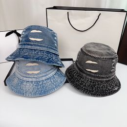 Designer emmer hoeden vlecht brede rand luxe unisex vier seizoenen all-match denim emmer hoeden driekleurige zonneschade vissershoed