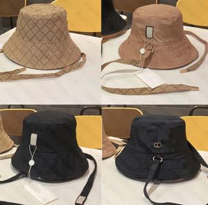 Chapeaux de godet de concepteur pour hommes femmes chapeau de soleil réversible longue sangle voyage casquettes de protection solaire casquette pleine lettre respirant Sunbonnet