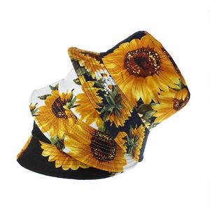 Designer Bucket Sun Hat Dubbelzijdige Slijtage voor Womens Zomer Cap Vissen Hoeden 3D Printing Zonnebloem Stijl