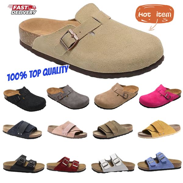 Hebilla de diseñador en stock Zuecos de Boston Sandalias Zapatillas Diseños de corcho Diapositivas de cuero Sandalias de playa favoritas Zapatos casuales Diapositivas de lujo Birk Chanclas Zapatos casuales de playa