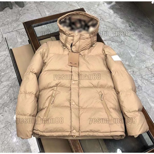 Designer Burrberry Sweat à capuche à manches amovibles Doudoune Burberry Vintage Doublure à carreaux Hommes et femmes Puffer Vestes Manteau Zipper Casual Parkas