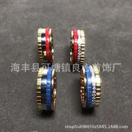 Diseñador Bvlgary Jewelry Jinggong Baojia Shilong Anillo de cerámica rojo y azul Anillo giratorio con diamante b Dragón Adecuado tanto para hombres como para mujeres