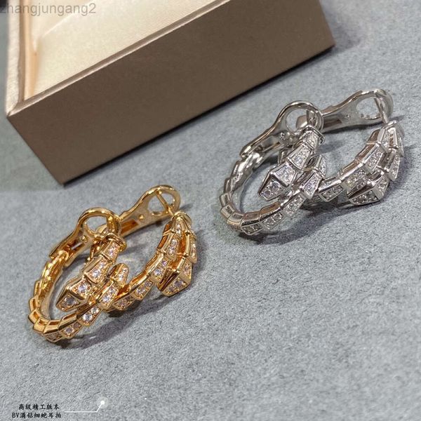 Diseñador Bvlgarys925 Joyería Bulgarie Pulsera 925 STERLING BAOJIA Full Diamond Snake Bone Ear bade con pilar en forma de serpiente de diamantes de diamante de oro de 18k