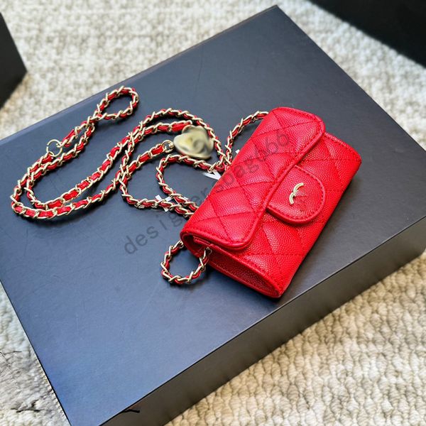Designer C Sac crossbody sac mini sac d'épaule brevet en cuir en cuir en cuir en cuir Sortie de chaîne de chaîne portefeuille portefeuille femme en cuir authentique en cuir couleur rouge sac à main sac à main