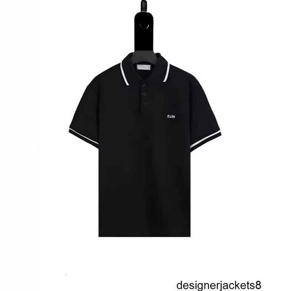 Diseñador C Familia 24SS Negocio Casual Cuello de rayas POLO Bordado Carta de pecho Simple Flip Collar Manga corta Caballero Slim Fit Tee 8ZVP