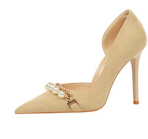 Designer Camel Chaussures habillées en daim boucle de forage escarpins à talons aiguilles femmes talons hauts mariage sexy fête tailles 35-42 7 cm 11 cm semelle en cuir avec