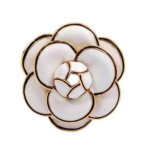 Designer Camellia Broches Hoge Kwaliteit Emaille Bloem Broches Meerlaagse Bloemblaadjes Pins Mode Sieraden Geschenken voor Mannen Vrouwen Wit B285L