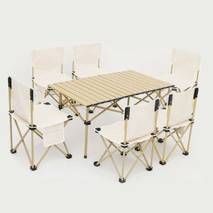 Designer campingtafel en stoel buiten vouwen vouwkrukje draagbare zelfrijdende reiscamping picknicktafel set multi -functionele tafels en stoelen