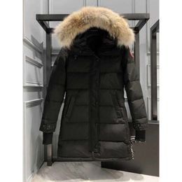 Ontwerper Canadese gans halflange versie pufferdons damesjack donsparka's winter dikke warme jassen dames winddicht streetwear126