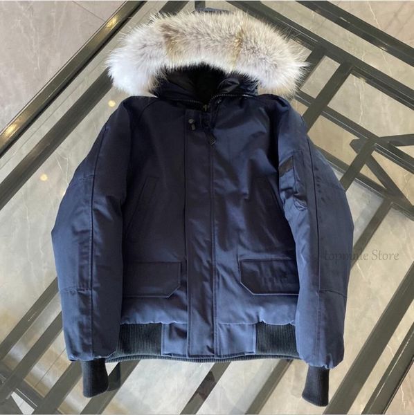 Designer canadien veste hiver hommes femmes oie réel loup fourrure à capuche Bomber veste poches zippées mode Parka Canada chaud doudoune manteau 7860