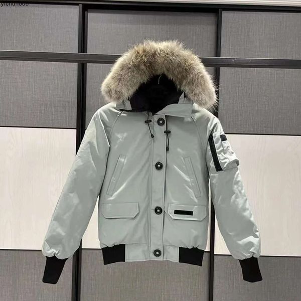 Designer canadien hommes pilote doudoune véritable fourrure de loup à capuche toile Parkas lettre patch chaud épais vêtements d'extérieur femmes hiver oies manteau {catégorie}