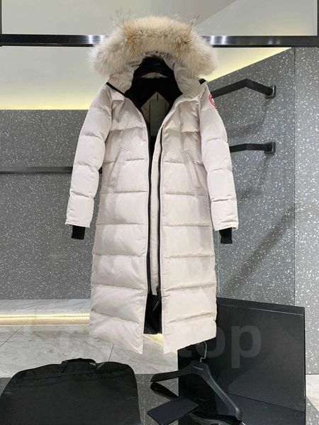 Designer Canadiens doudoune Gooses femmes parkers manteau hiver coton mi-longueur sur le genou veste à capuche épais manteaux chauds femme véritable col de fourrure style long A1107