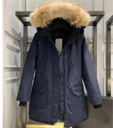 Designer Canadezen Ganzen Dames Donsjack Modemerk Lange Jas Grote Zak Bontkraag Thermische Top Vrouwelijke Grote Winddichte Winterjassen Groothandelsprijs