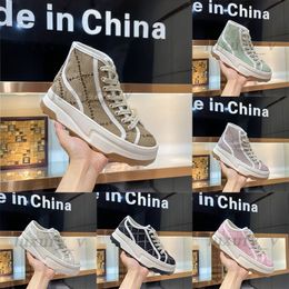 Zapatos de lona de diseñador, zapatillas Chunky B, zapatillas de deporte con cordones en relieve para mujer, zapatillas con plataforma Jacquard, zapatos bordados multicolores