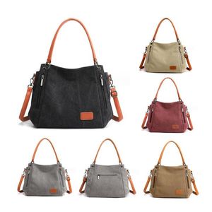 designer canvas schoudertas Retro minimalistische crossbodytas klassieke handtas trendy Brede draagtas met grote capaciteit Damesportemonnee met ritssluiting